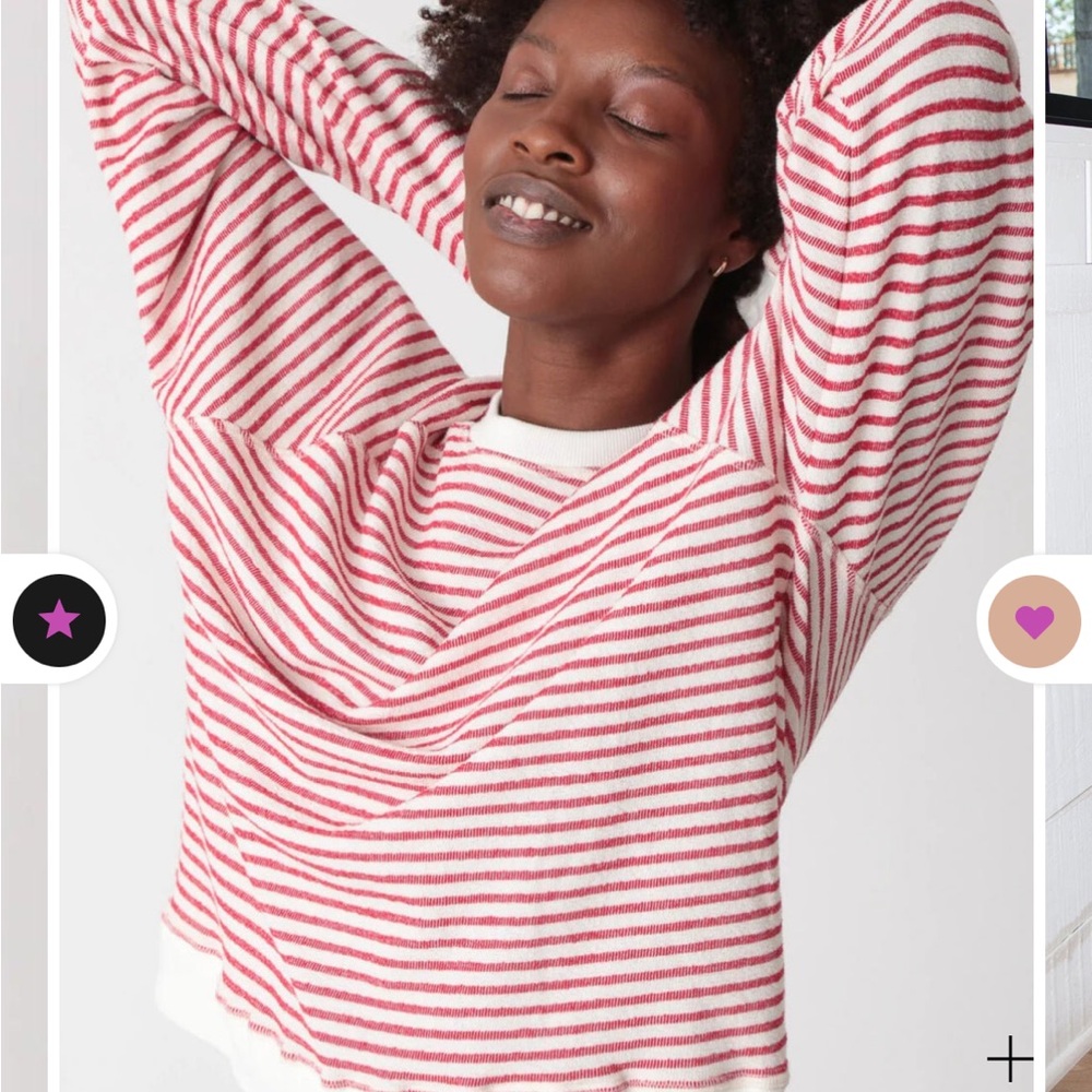 Electric & Rose ronan pullover ivory + chili stripe t shirt NWOT